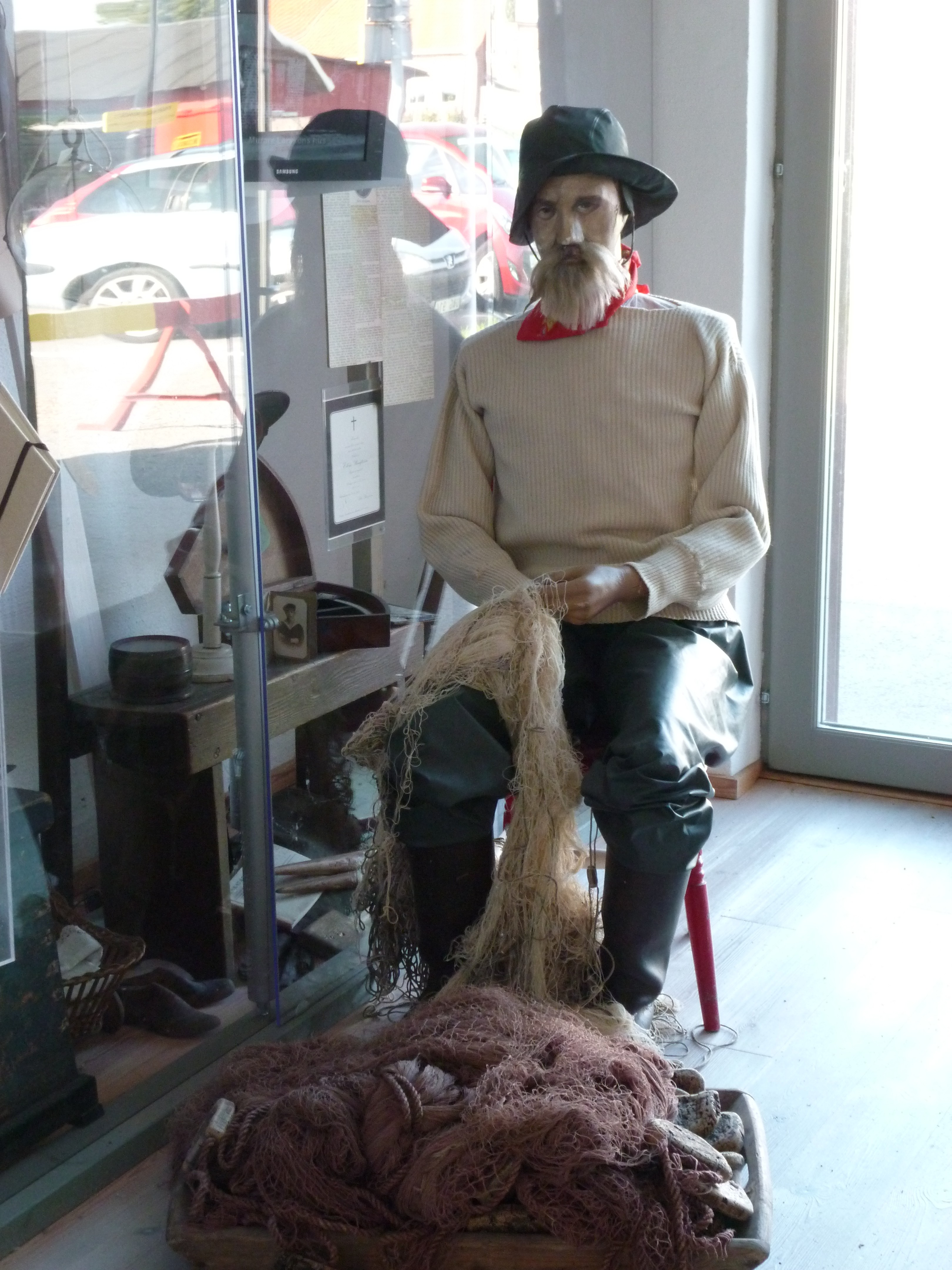 Fiskegubbe i Pumphusets utställning om Borstahusen